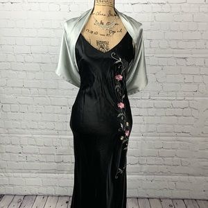 Black Satiny Evening Gown